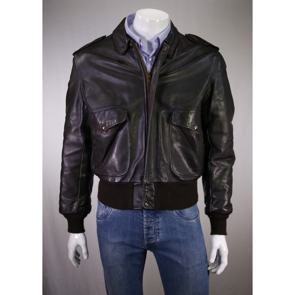 Schott Brown Leather Flight Jacket I-S 674 M-S Size 44/Medium - Picture 1 of 10